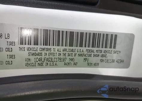 2020 Jeep Grand Cherokee Laredo E 4X4 из США, поврежденный, VIN 1C4RJFAG3LC179107